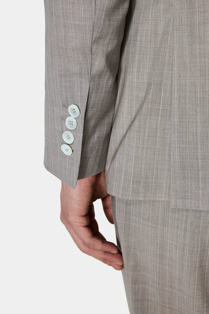 Damat Regular Fit Bej Çizgili Takim Elbise
