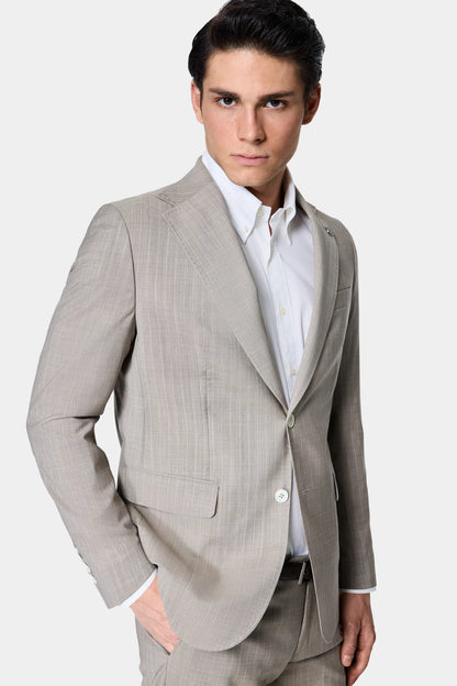 Damat Regular Fit Bej Çizgili Takim Elbise