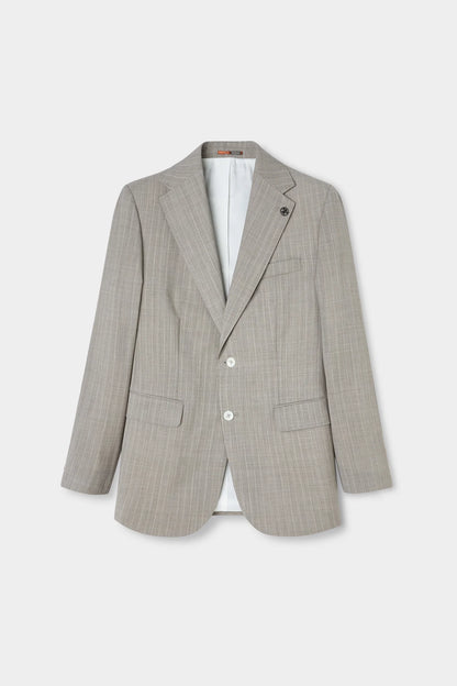 Damat Regular Fit Bej Çizgili Takim Elbise