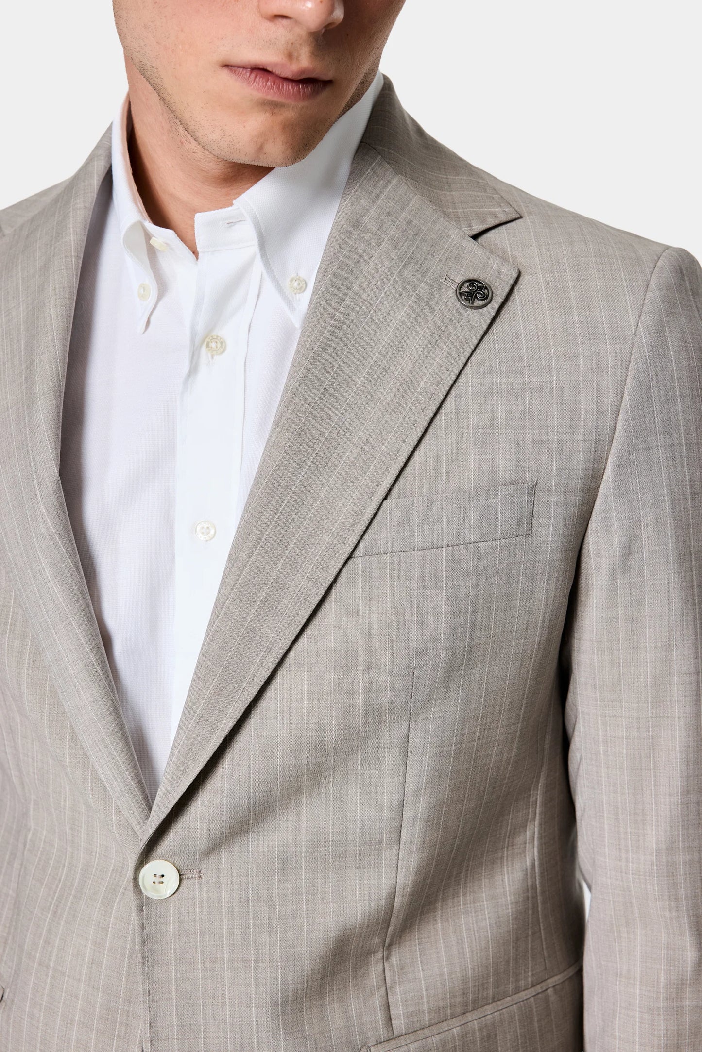 Damat Regular Fit Bej Çizgili Takim Elbise