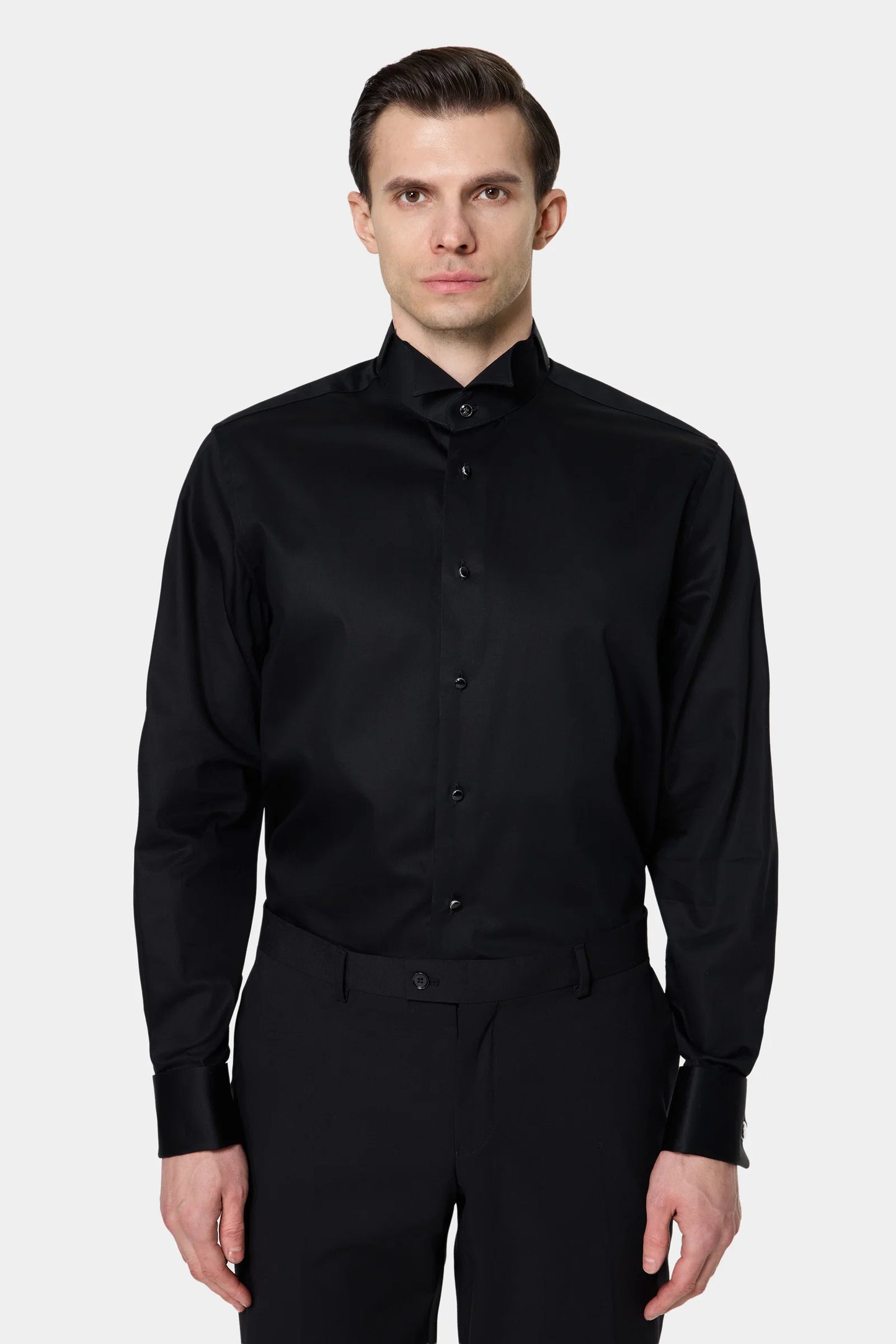 Damat Comfort Siyah Düz %100 Pamuk Nano Care Smokin Gömlek