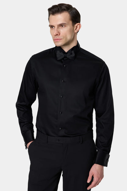 Damat Comfort Siyah Düz %100 Pamuk Nano Care Smokin Gömlek