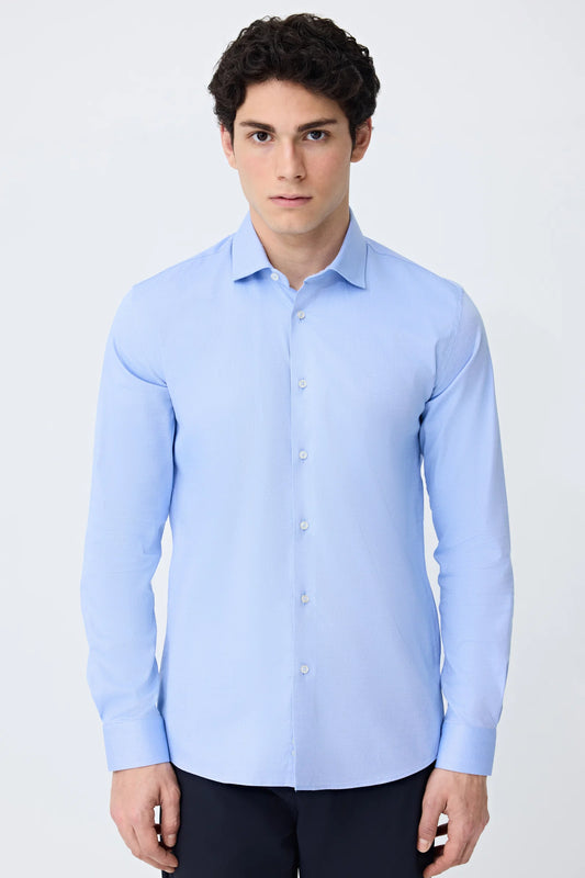 Tween Slim Fit Mavi Armürlü Gömlek