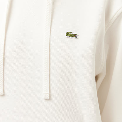 Lacoste Kadın Relaxed Fit Kapüşonlu Beyaz Sweatshirt