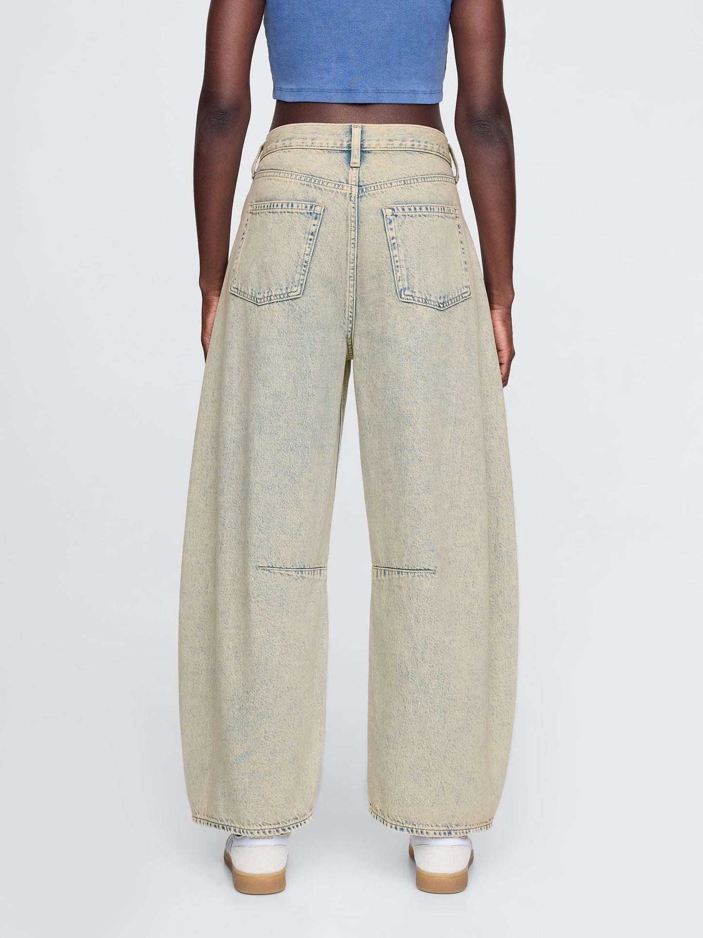 Bej High Rise Horseshoe Jean Pantolon