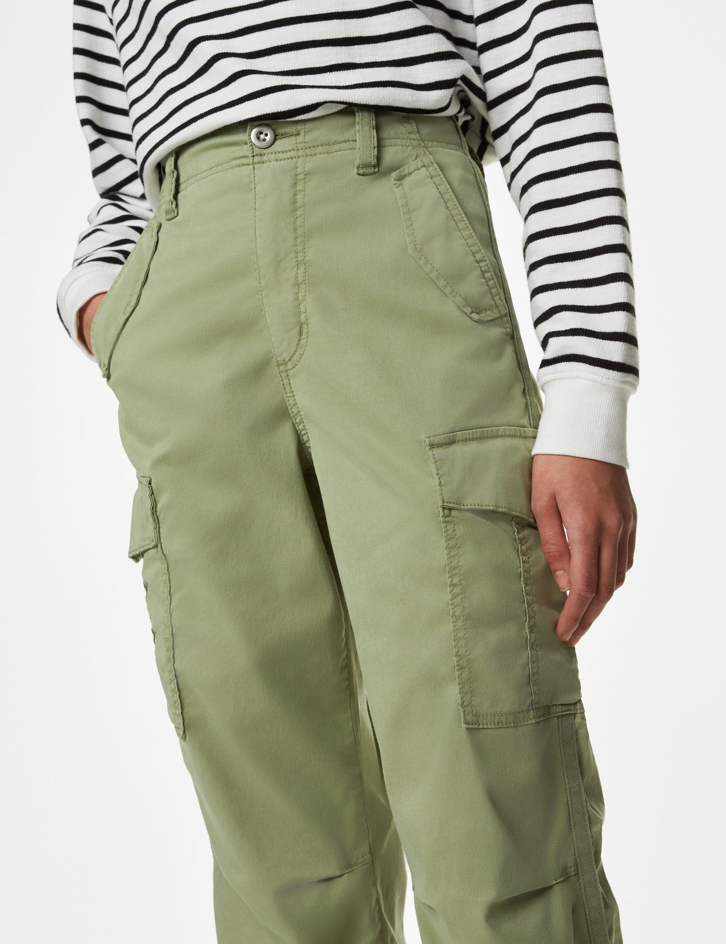Lyocell™ Straight Leg Crop Kargo Pantolon