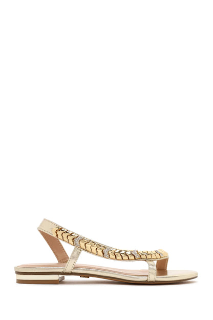 Kadın Altın Taşlı Sandalet