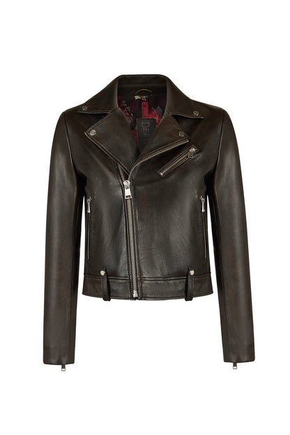Newyork Kadın Bronz Biker Deri Ceket