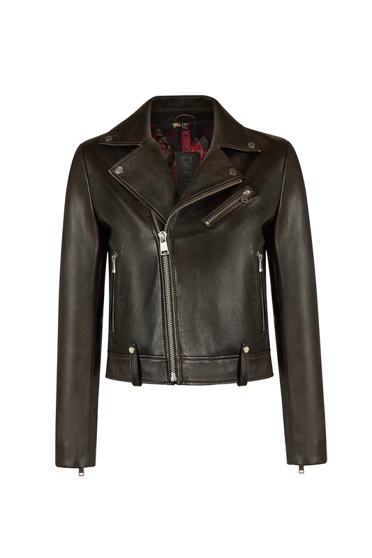 Newyork Kadın Bronz Biker Deri Ceket
