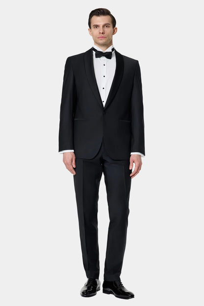 Damat Slim Fit Siyah Düz Damatlık &amp; Smokin Takim