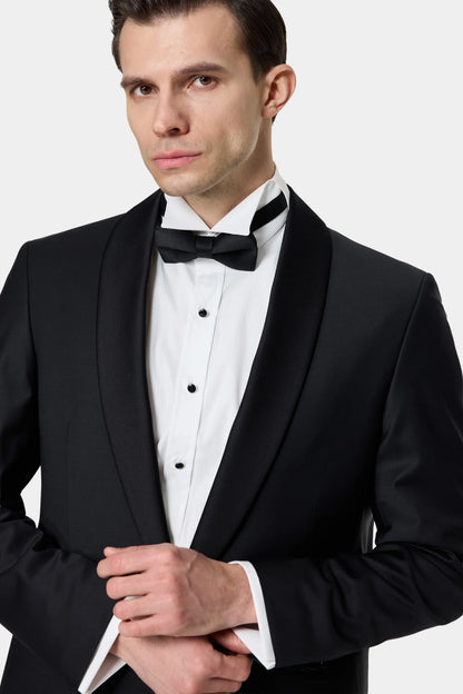 Damat Slim Fit Siyah Düz Damatlık &amp; Smokin Takim