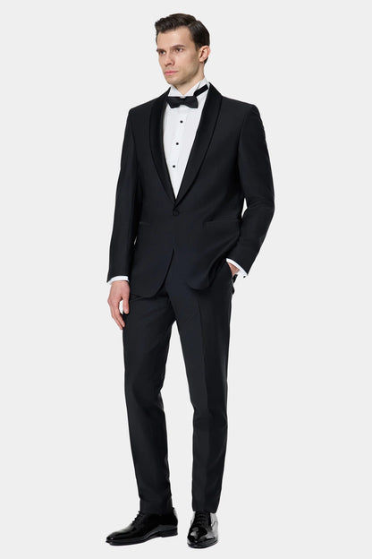 Damat Slim Fit Siyah Düz Damatlık &amp; Smokin Takim