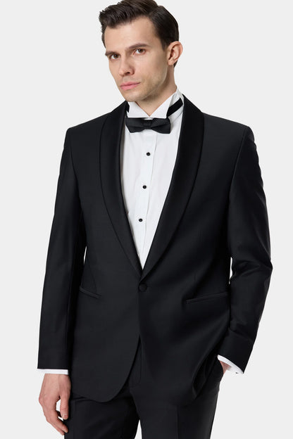 Damat Slim Fit Siyah Düz Damatlık &amp; Smokin Takim