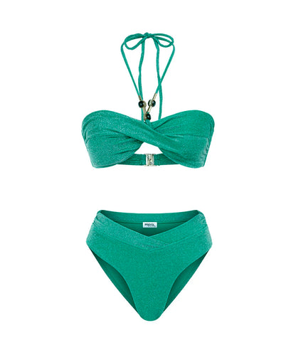 Yeşil Boncuk Aksesuarlı Lurex Bikini Seti Is1260038010070 | Ipekyol