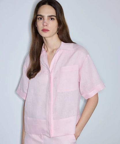 Pembe Tek Cepli Keten Bluz Is1260006123093 | Ipekyol