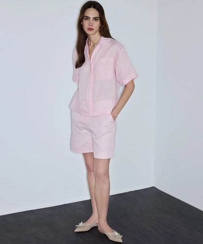 Pembe Tek Cepli Keten Bluz Is1260006123093 | Ipekyol