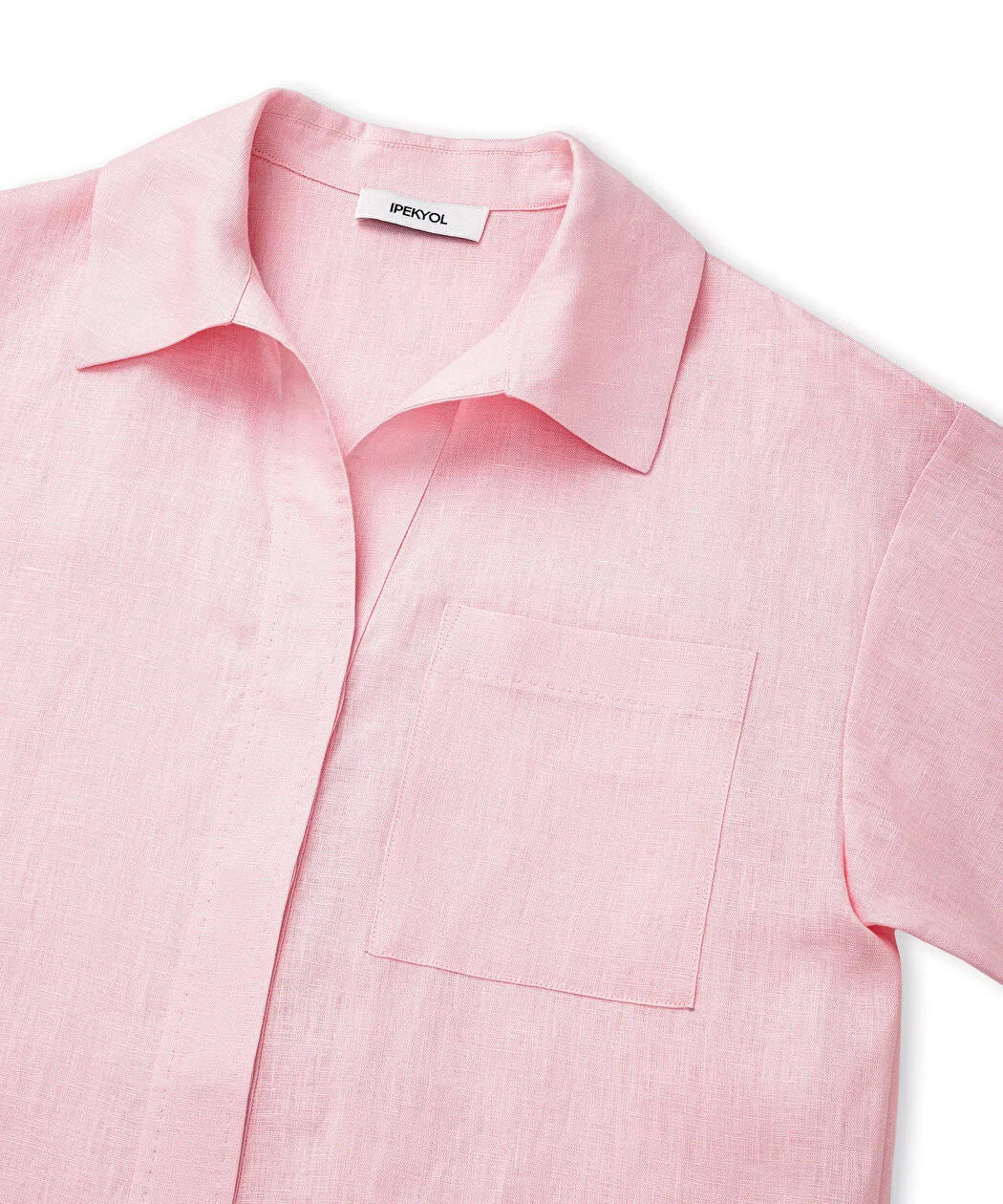 Pembe Tek Cepli Keten Bluz Is1260006123093 | Ipekyol