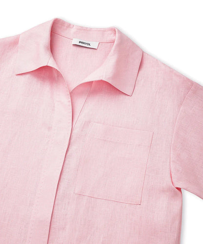 Pembe Tek Cepli Keten Bluz Is1260006123093 | Ipekyol
