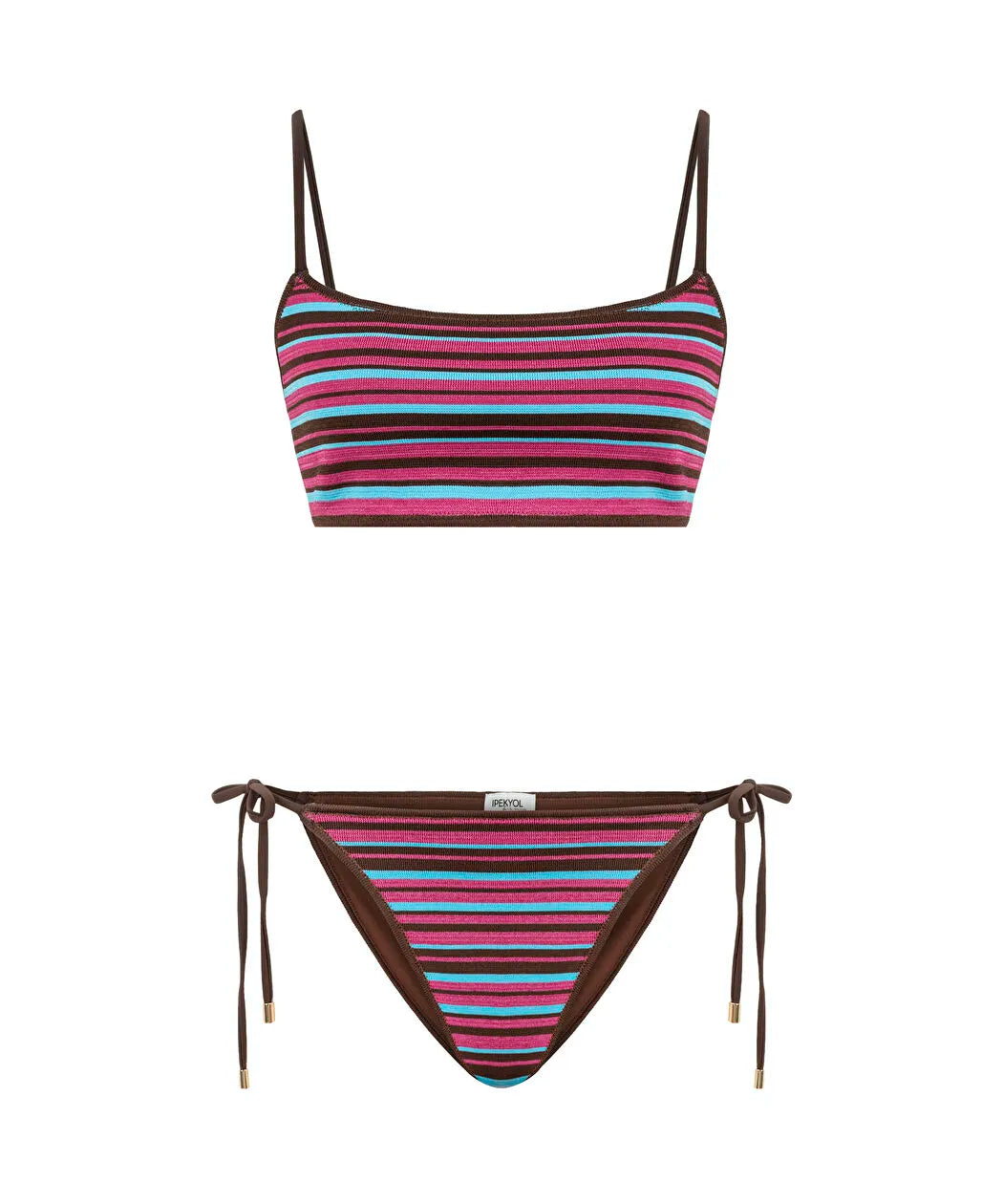 Kahverengi Çizgili Triko Bikini Seti Is1260038011007 | Ipekyol