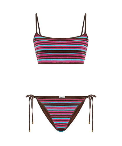 Kahverengi Çizgili Triko Bikini Seti Is1260038011007 | Ipekyol