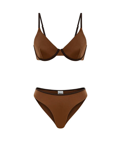 Kahverengi Kontrast Biyeli Bikini Seti Is1260038009007 | Ipekyol