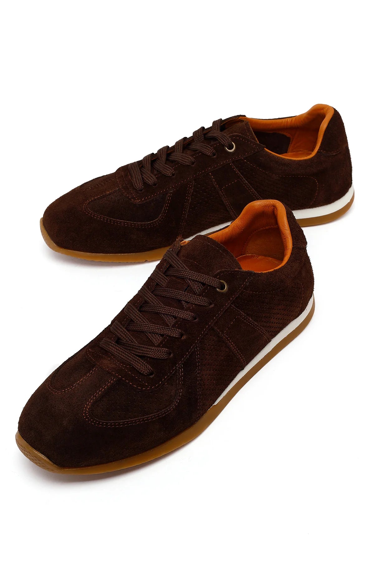 Erkek Kahverengi Bağcıklı Süet Deri Sneaker