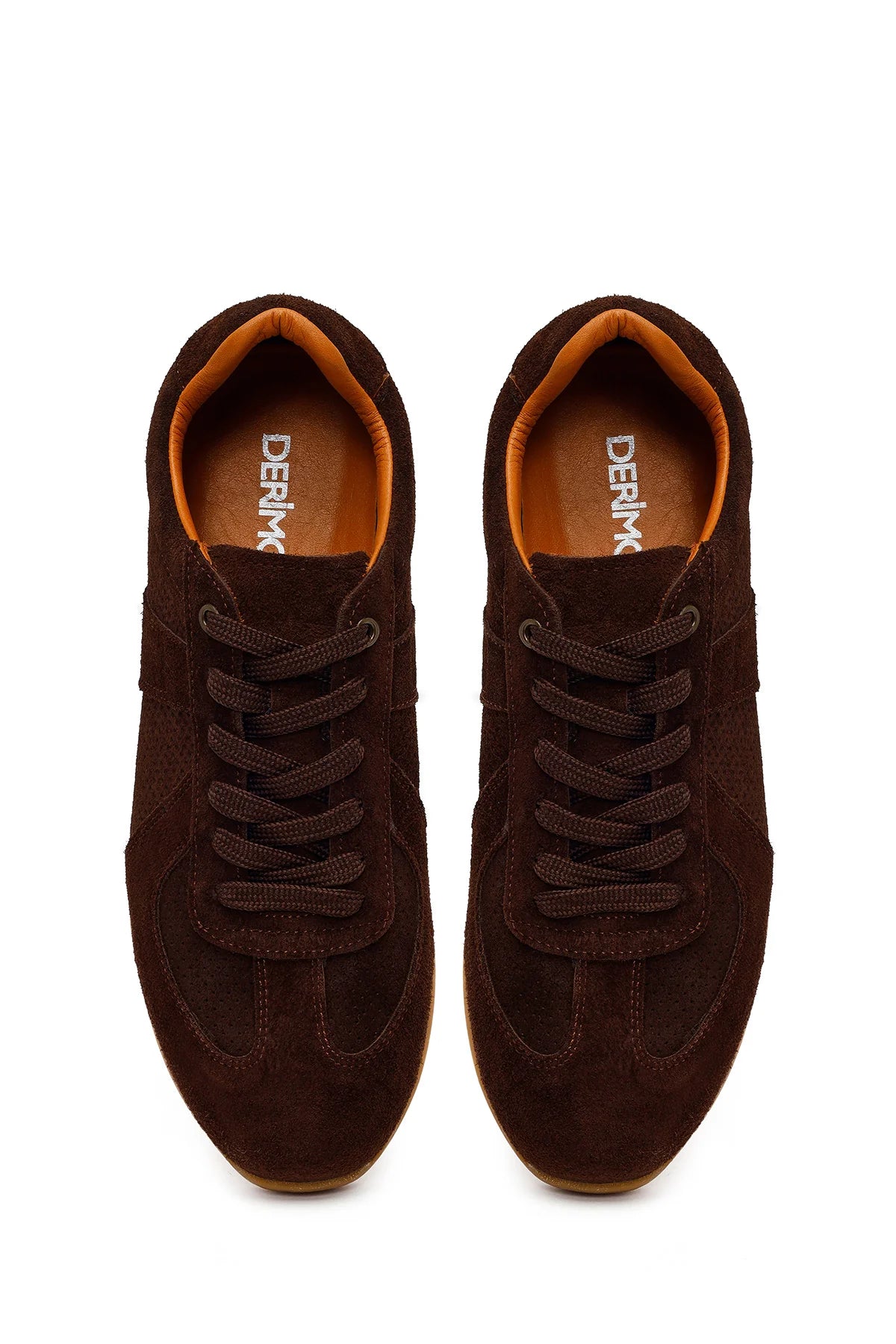 Erkek Kahverengi Bağcıklı Süet Deri Sneaker