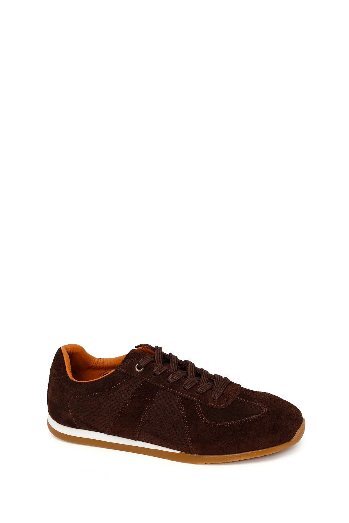 Erkek Kahverengi Bağcıklı Süet Deri Sneaker