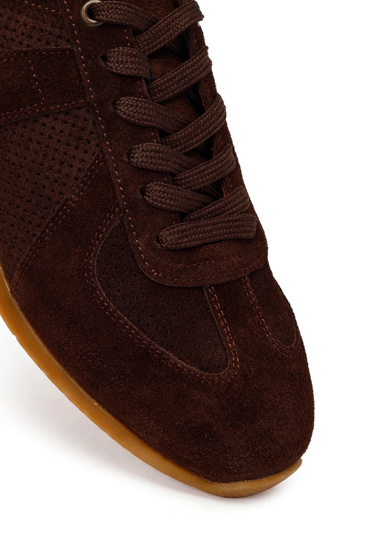 Erkek Kahverengi Bağcıklı Süet Deri Sneaker