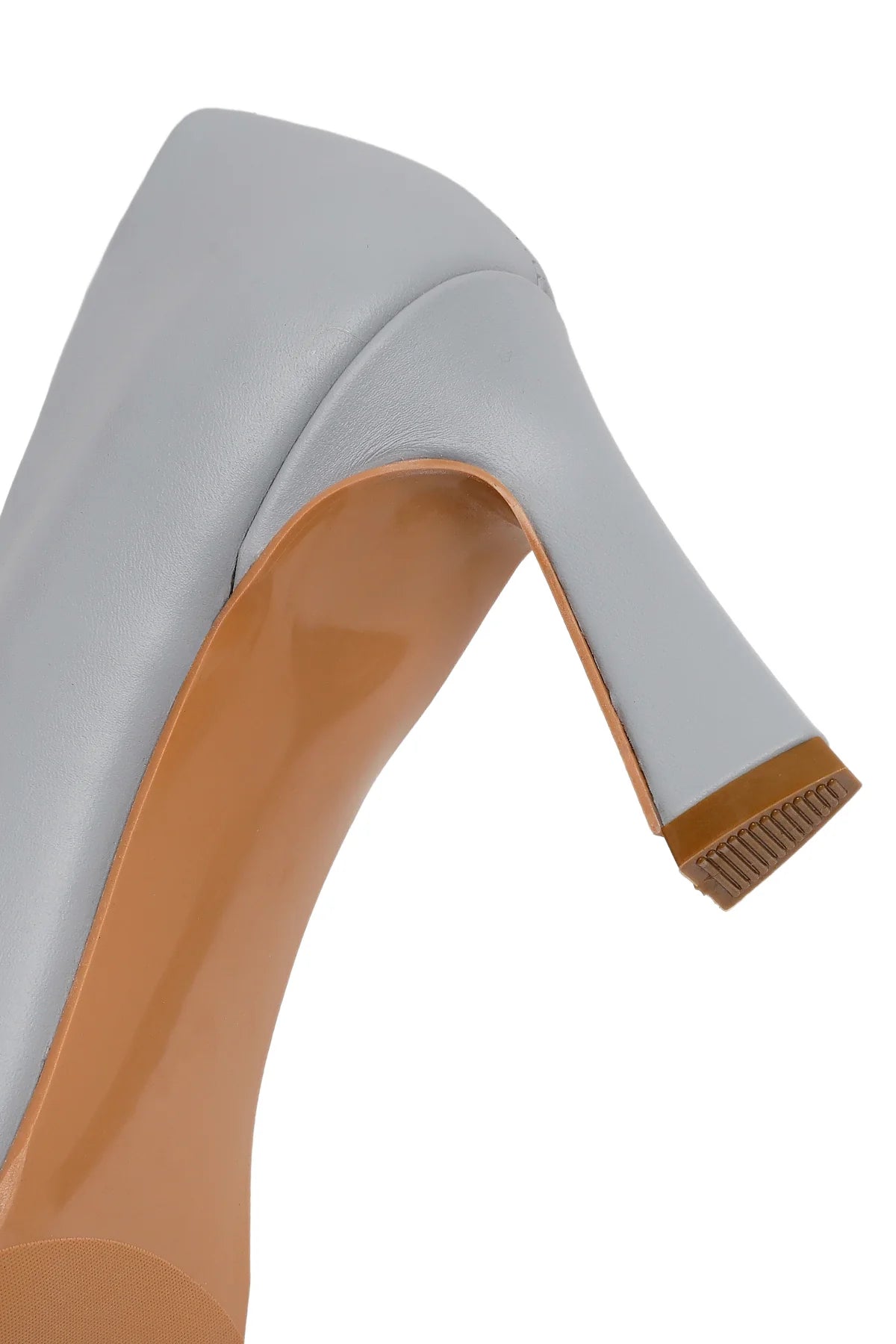 Kadın Açık Mavi Kalın Topuklu Deri Stiletto
