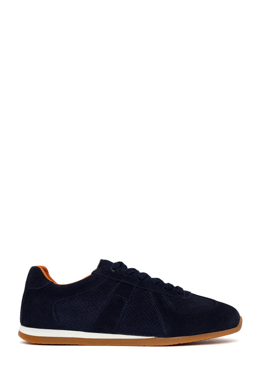 Erkek Lacivert Bağcıklı Süet Deri Sneaker