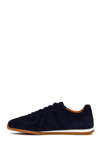 Erkek Lacivert Bağcıklı Süet Deri Sneaker