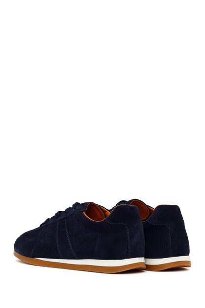 Erkek Lacivert Bağcıklı Süet Deri Sneaker