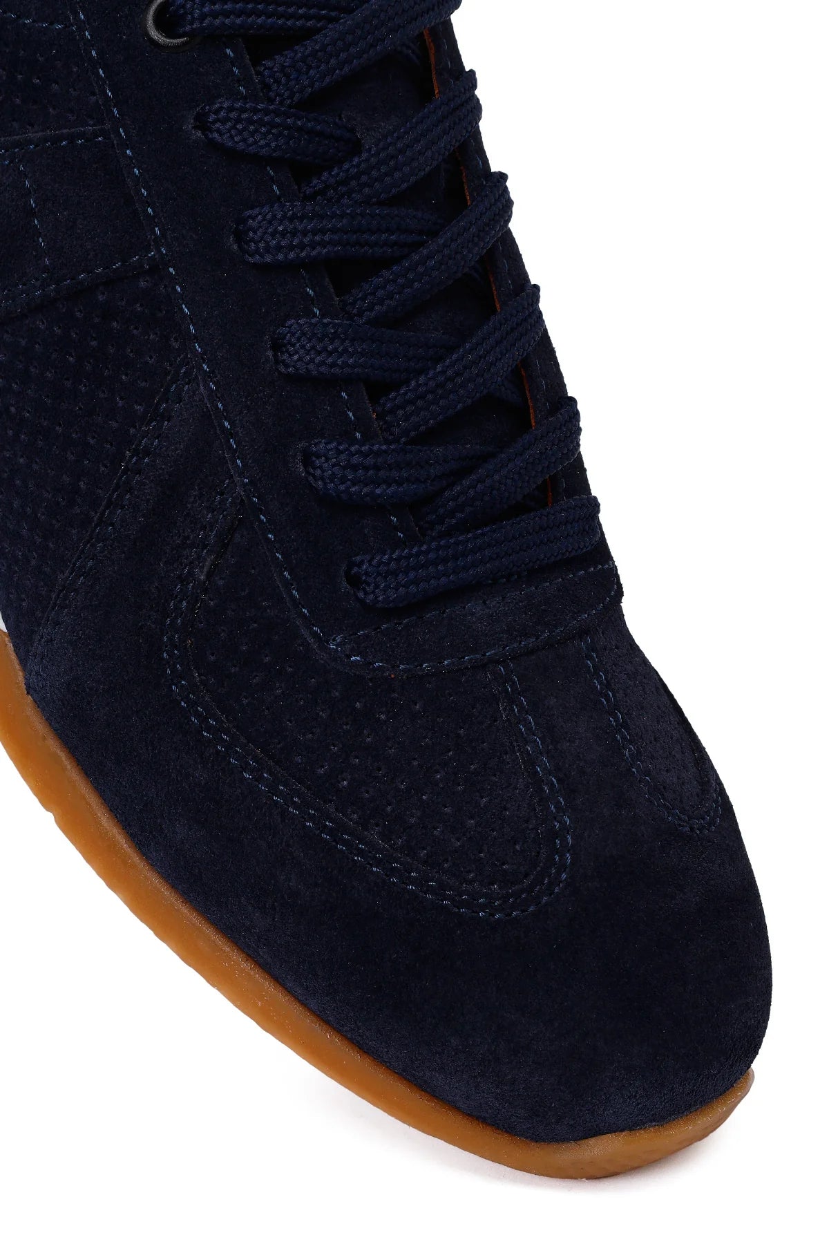 Erkek Lacivert Bağcıklı Süet Deri Sneaker