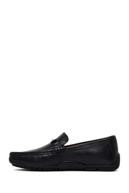 Erkek Siyah Tokalı Deri Loafer