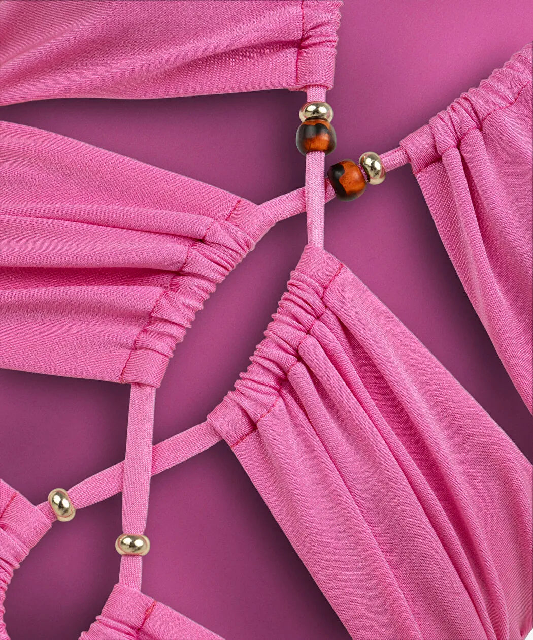 Pembe Karma Boncuklu Cutout Mayo Is1260054024033 | Ipekyol