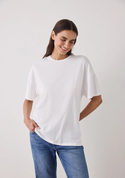 Kırık Beyaz Basic Oversize Tişört