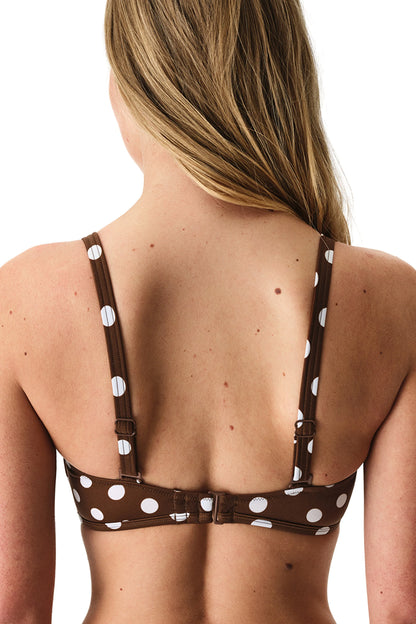 Renkli Polka Dot Lotus Straplez Bikini Üstü
