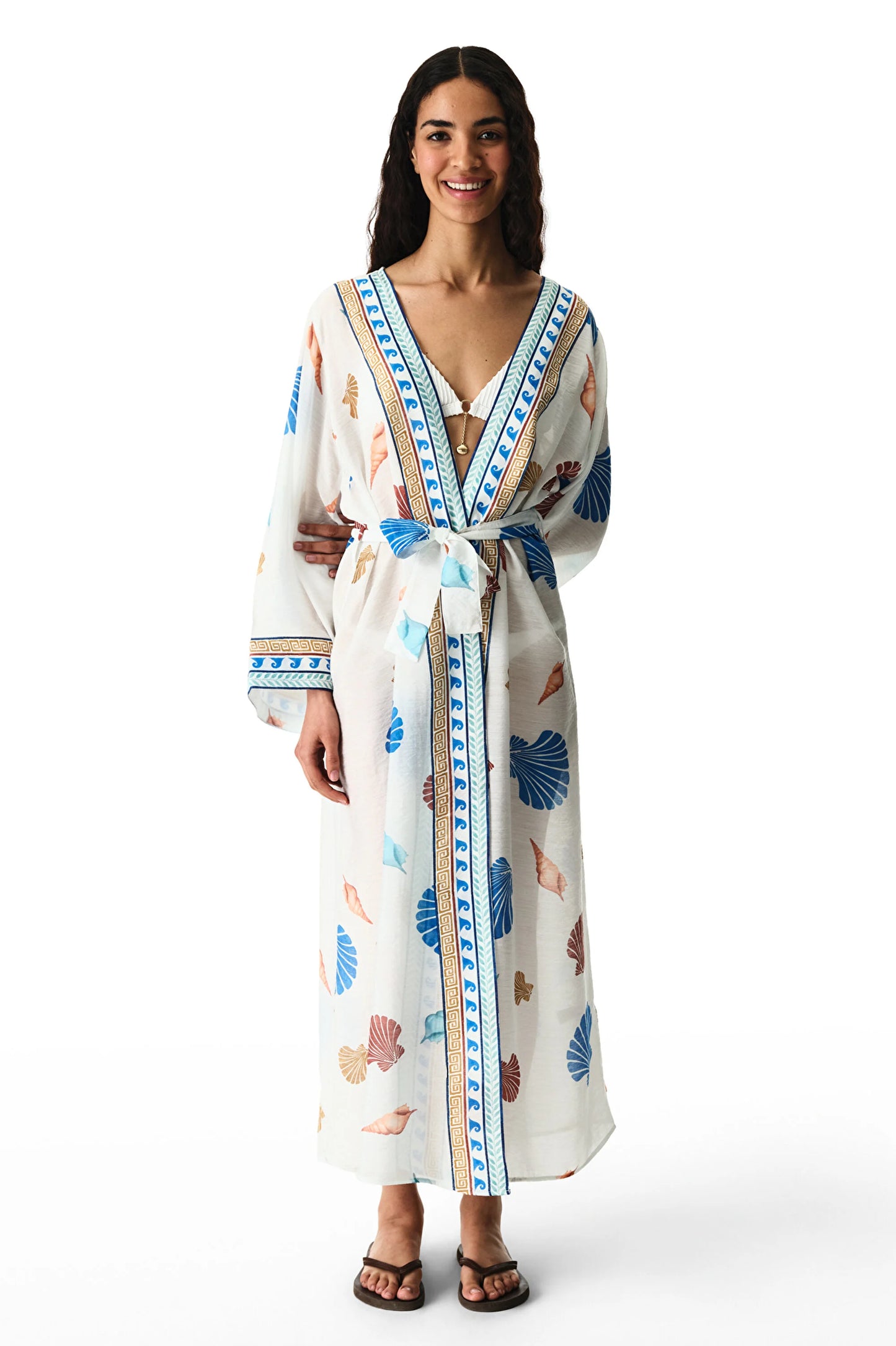 Renkli Santorini Kimono