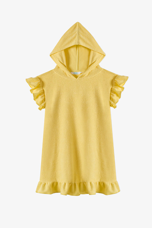 Sarı Kız Çocuk Yellow Frill Towel Kaftan