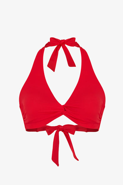 Kırmızı New Üçgen Twist Bikini Üstü