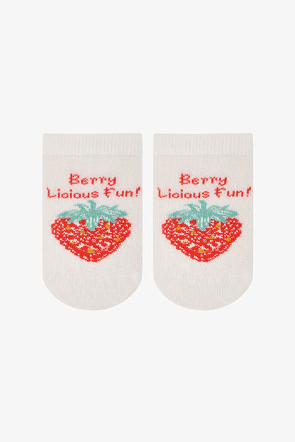 Pembe Kız Çocuk Berrylicious Fun 3 'lü Patik Çorap