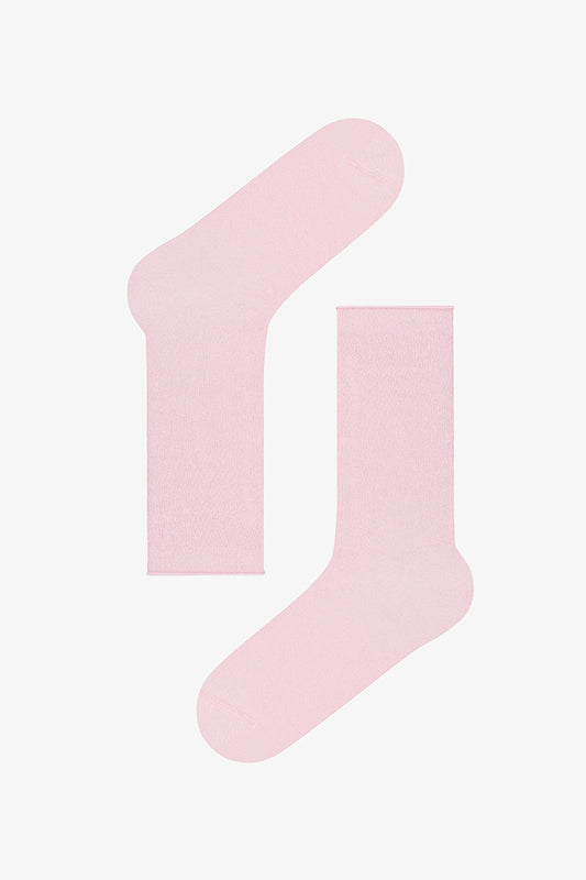 Pembe Rahat Bilek Lastikli Bambu Soket Çorap