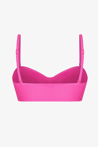 Parlak Pembe Nena Straplez Knot Bikini Üstü