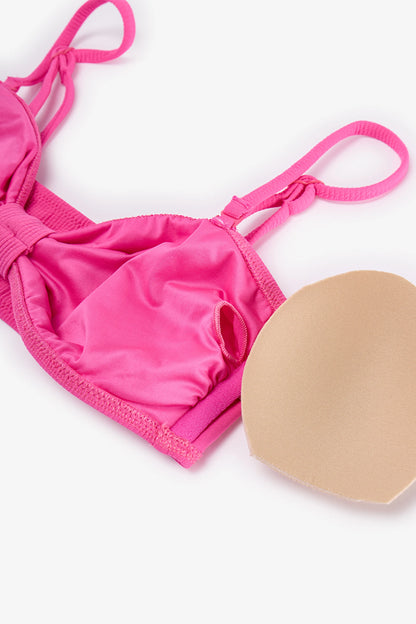 Parlak Pembe Nena Straplez Knot Bikini Üstü