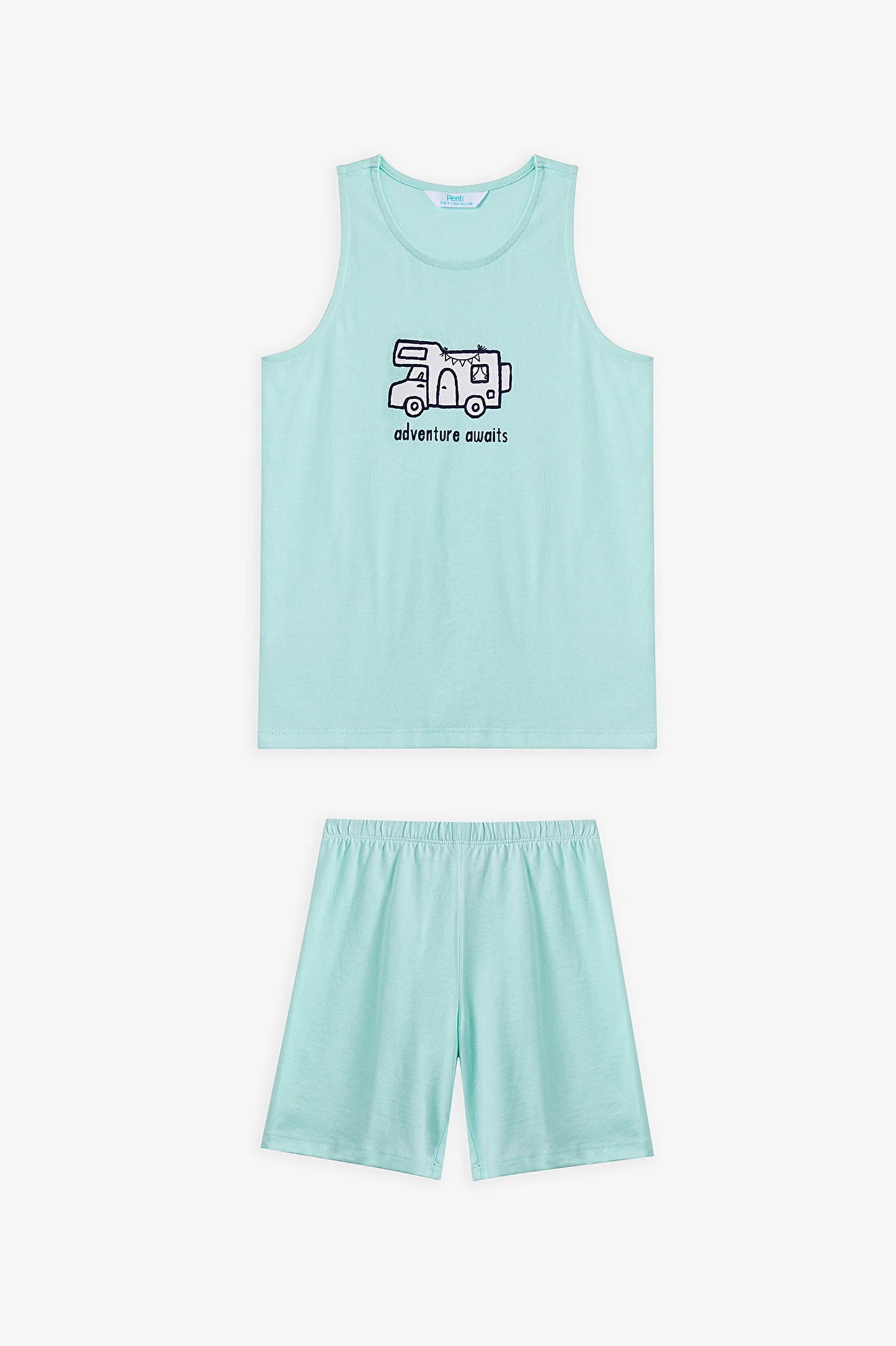 Mint Yeşili Erkek Çocuk Adventure Await Pamuklu 2'li Pijama Takımı