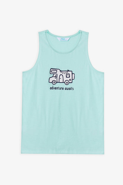 Mint Yeşili Erkek Çocuk Adventure Await Pamuklu 2'li Pijama Takımı