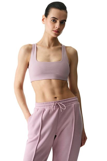 Pembe Sırtı Büzgülü Çıkarılabilir Pedli Pamuk Modal Karışımlı Spor Sütyeni