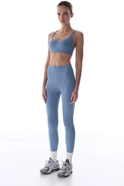 Mavi Stretch360 Orta Destek Çapraz Sırt Detaylı Kaydırmaz Askılı Cross Back Spor Sütyeni