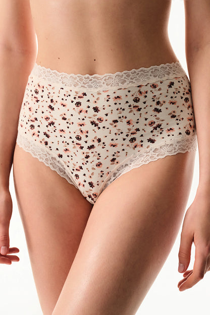 Krema Pembesi Comfy Pamuklu Yüksek Bel Slip Külot